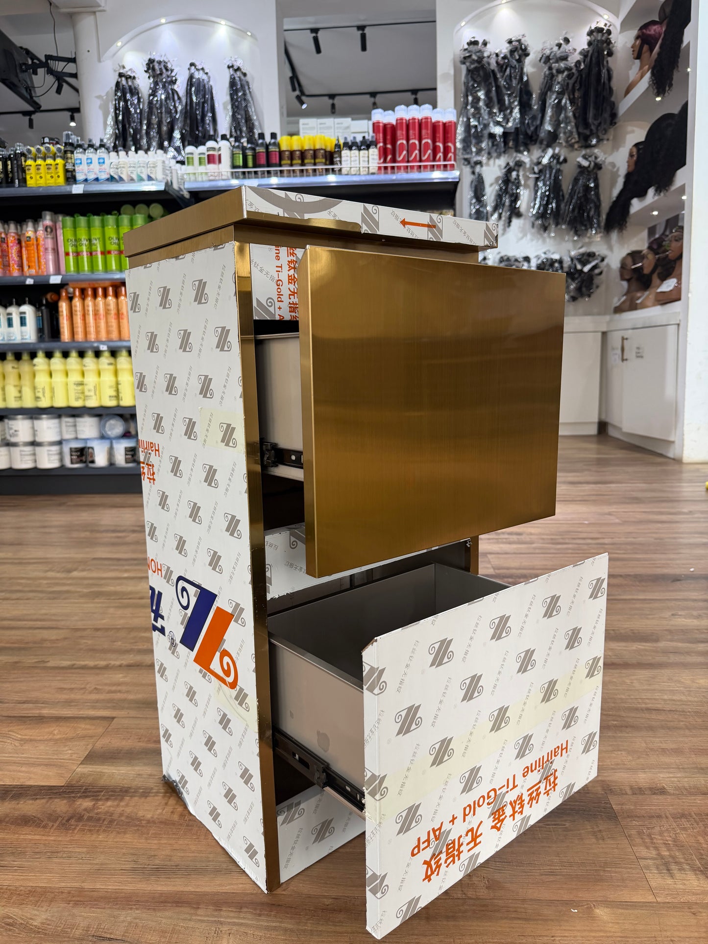 Gold Metallic Salon Trolley
