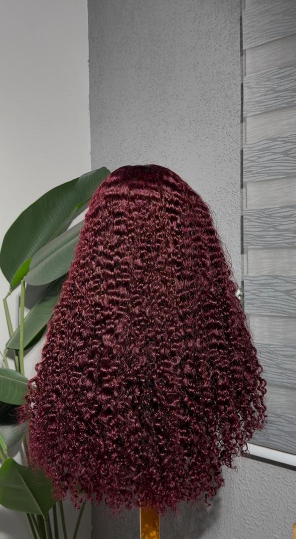 SDD Burmese Curl 5x5 Closure Wig - Burgundy