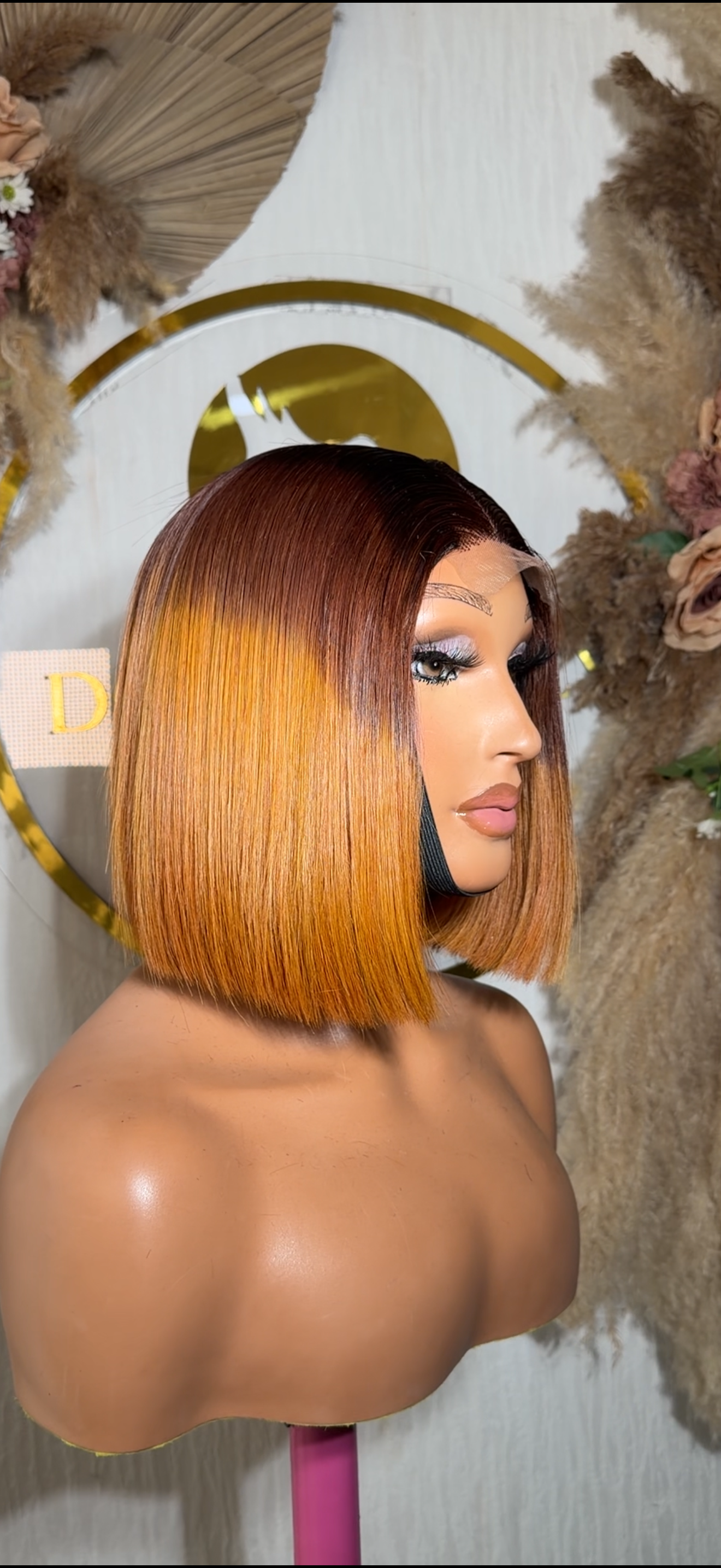 Vietnamese SDD Bone Straight 2*6 Kim k Wig Custom Made Col;P4/Golden