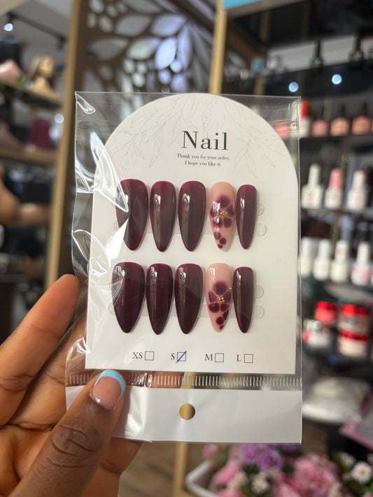 Press on Nail Dark Burgundy