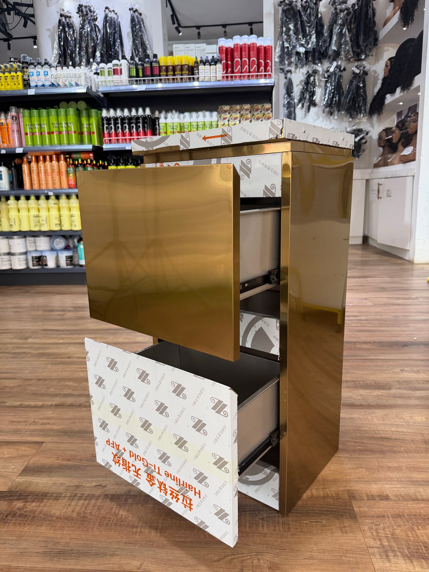 Gold Metallic Salon Trolley