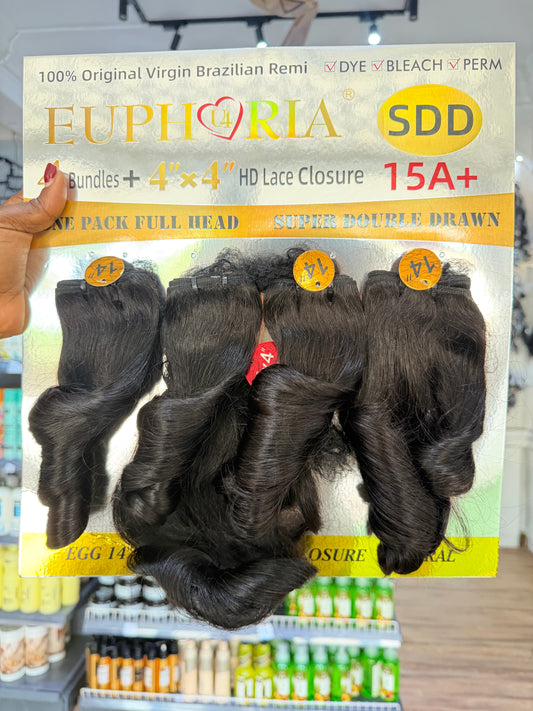 Euphoria Brazilian SDD Egg Curl + 4x4 Closure