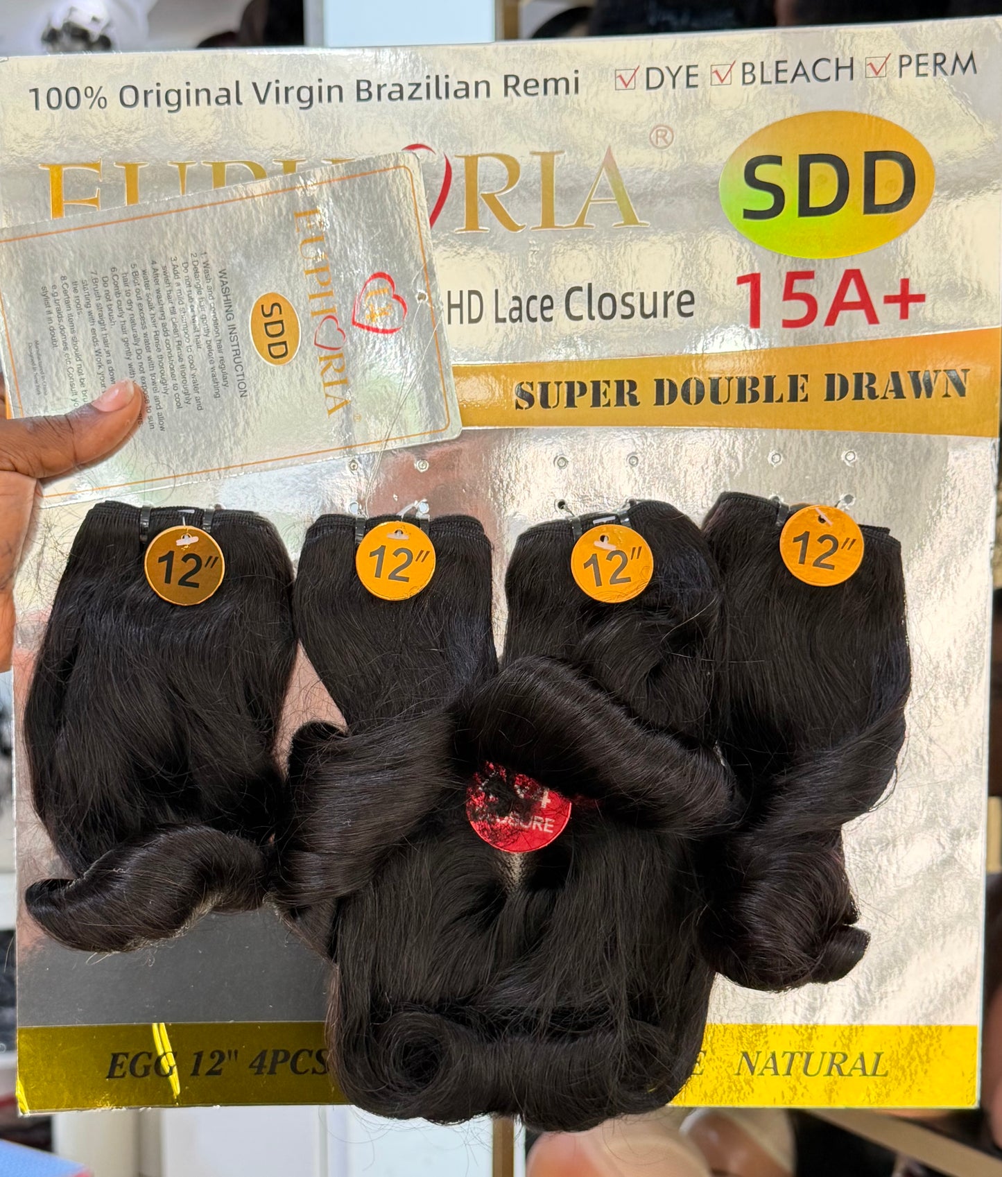 Euphoria Brazilian SDD Egg Curl + 4x4 Closure