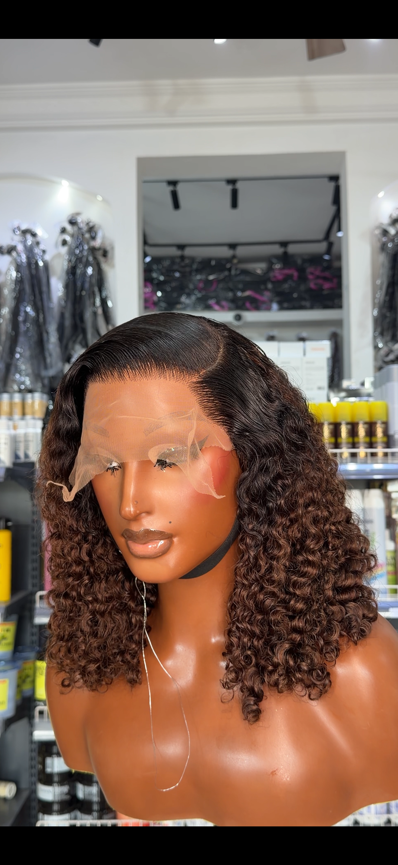 8*5 Glueless Closure Double Drawn Curl 16”..1b/Brown…Tunfl