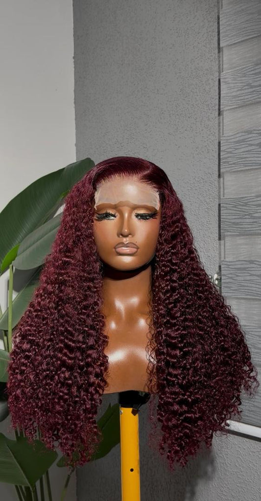 SDD Burmese Curl 5x5 Closure Wig - Burgundy