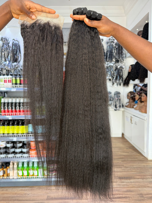 SDD KINKY / YAKI Straight Bundles and 13x4 Frontal