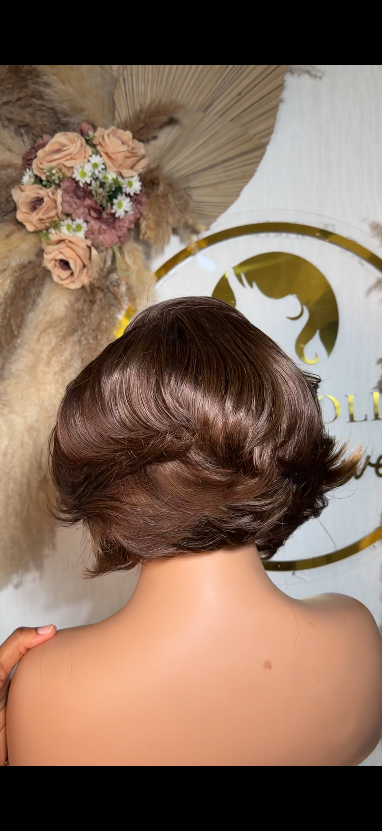 Double Drawn Cooperate Layered Bob Honey Brown 7*5 Closure Wig